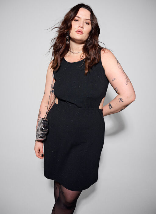 Sleeveless dress with cut-out section, Black, Image image number 0
