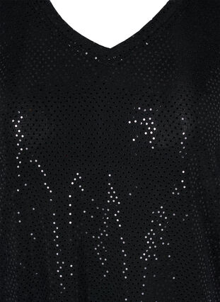 Top with glitter structure and v-neck, Black, Packshot image number 2
