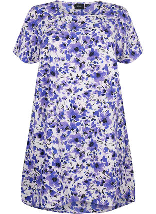 Dress with print and short sleeves, Purple Small Flower, Packshot image number 0