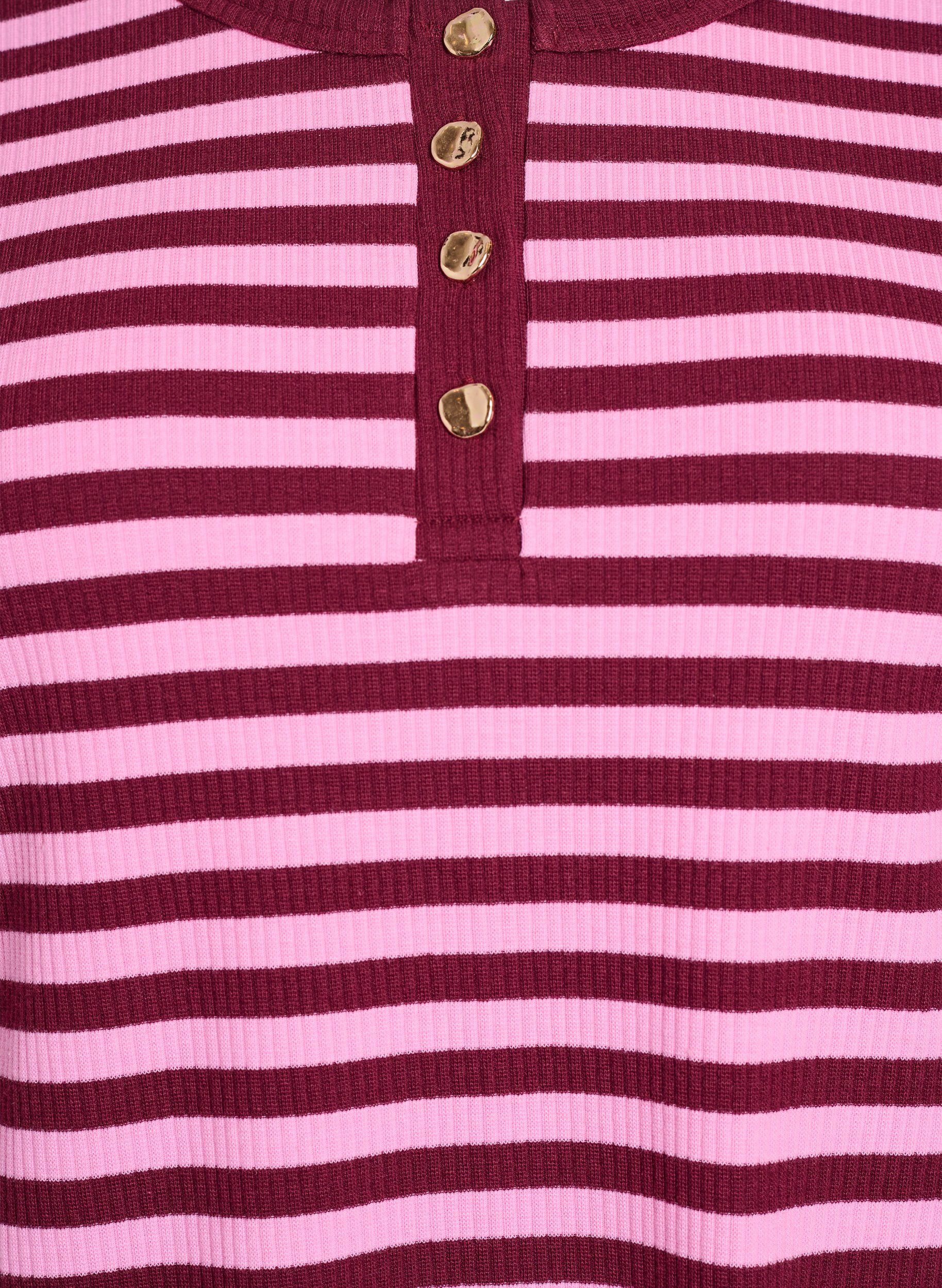 Zizzifashion Striped jersey blouse with a ribbed texture, Pink, Packshot image number 2