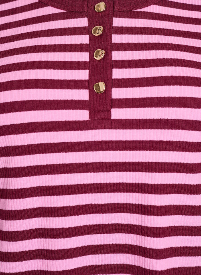 Striped jersey blouse with a ribbed texture, Pink, Packshot image number 2