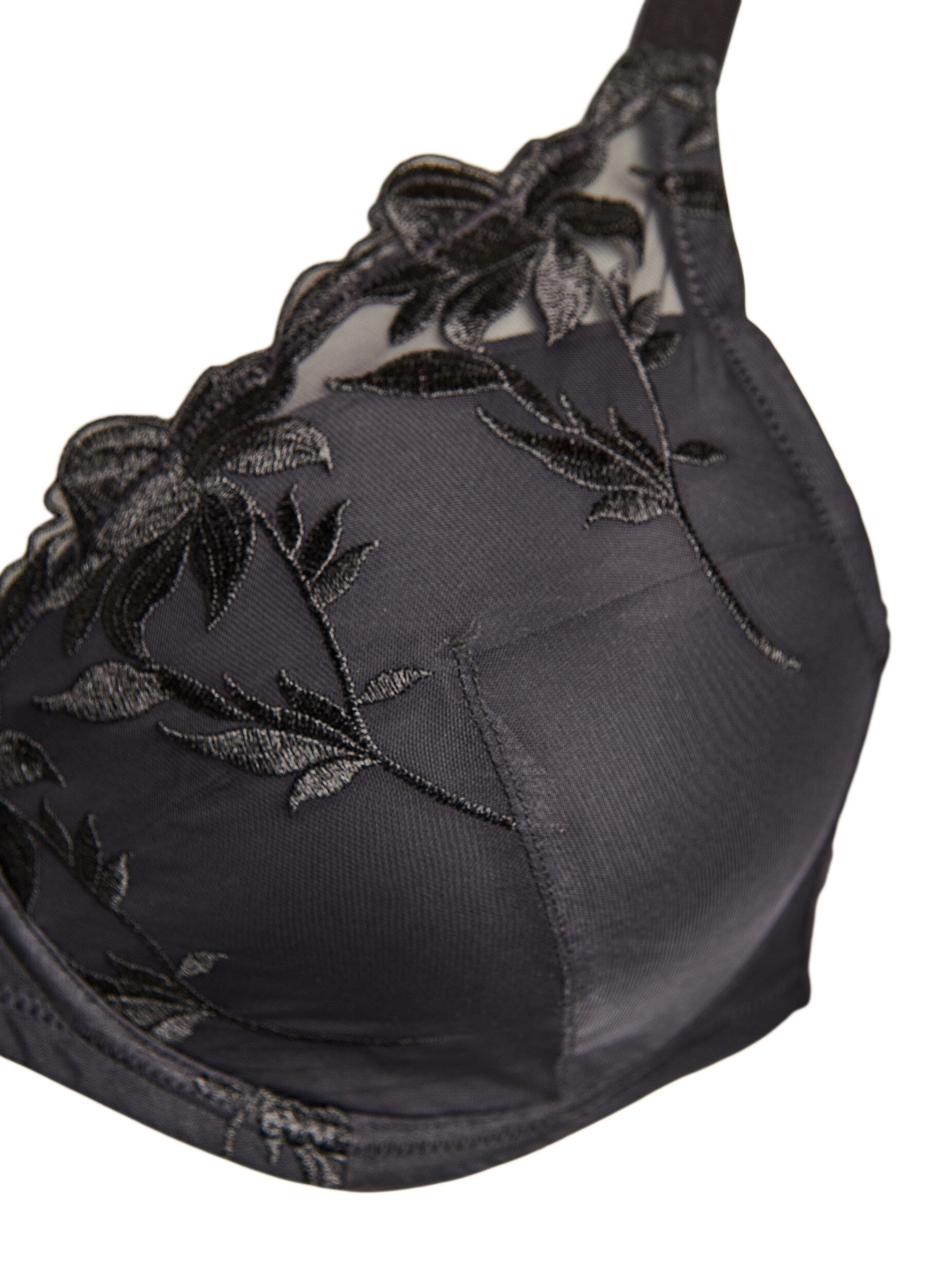 Zizzifashion Padded underwire bra with embroidery, Black, Packshot image number 2
