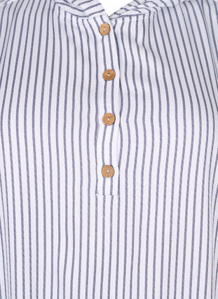 Short-sleeved viscose tunic with hood, Blue White Stripe, Packshot image number 2