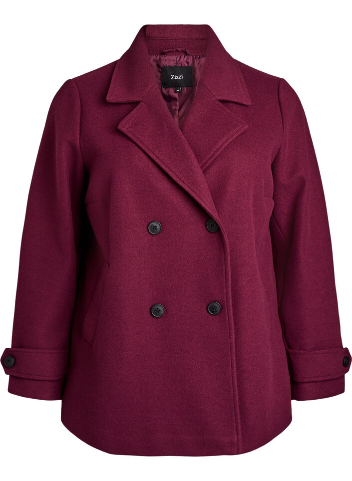 Short coat with double-breasted button closure, Red, Packshot image number 0