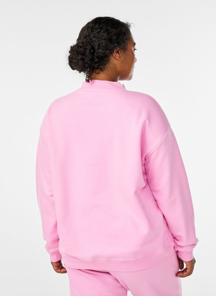 Sweatshirt with high neck and long sleeves, Pink, Model image number 2