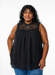 Sleeveless party top with crochet, Black, Model image number 0