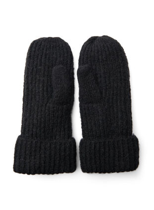 Knitted mittens, Black, Packshot image number 1