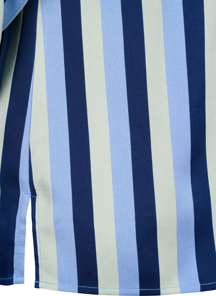 Striped satin shirt with collar, Blue Stripe, Packshot image number 4