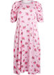 Floral midi dress with puff sleeves, Pink, Packshot image number 0
