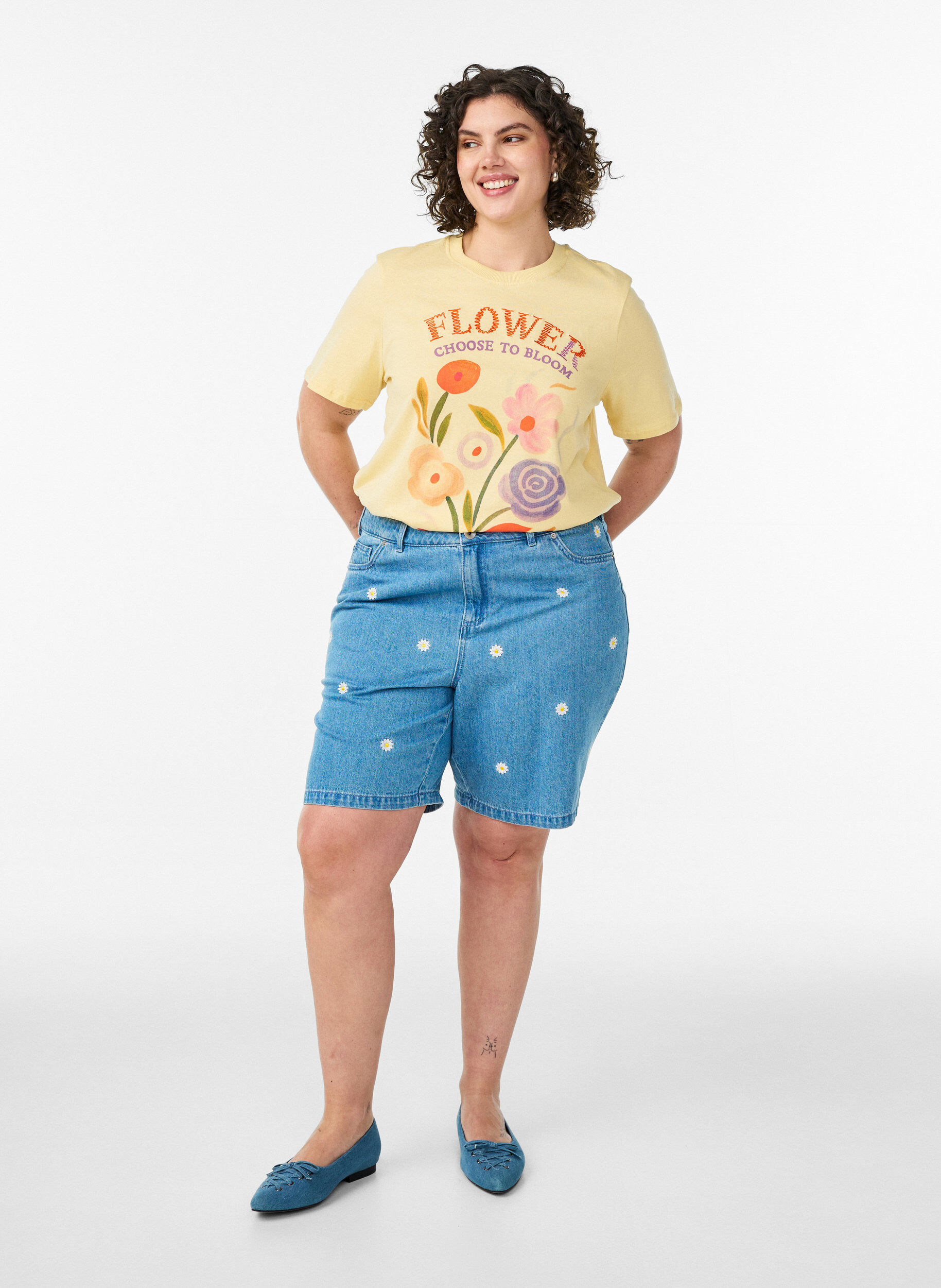 ZizzifashionCotton T-shirt with print, Yellow, Model image number 1