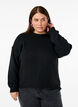 Long-sleeved knitted jumper with wool and a round neck, Black Solid, Model image number 0