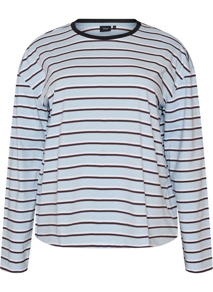 Basic t-shirt with long sleeves, Blue, Packshot