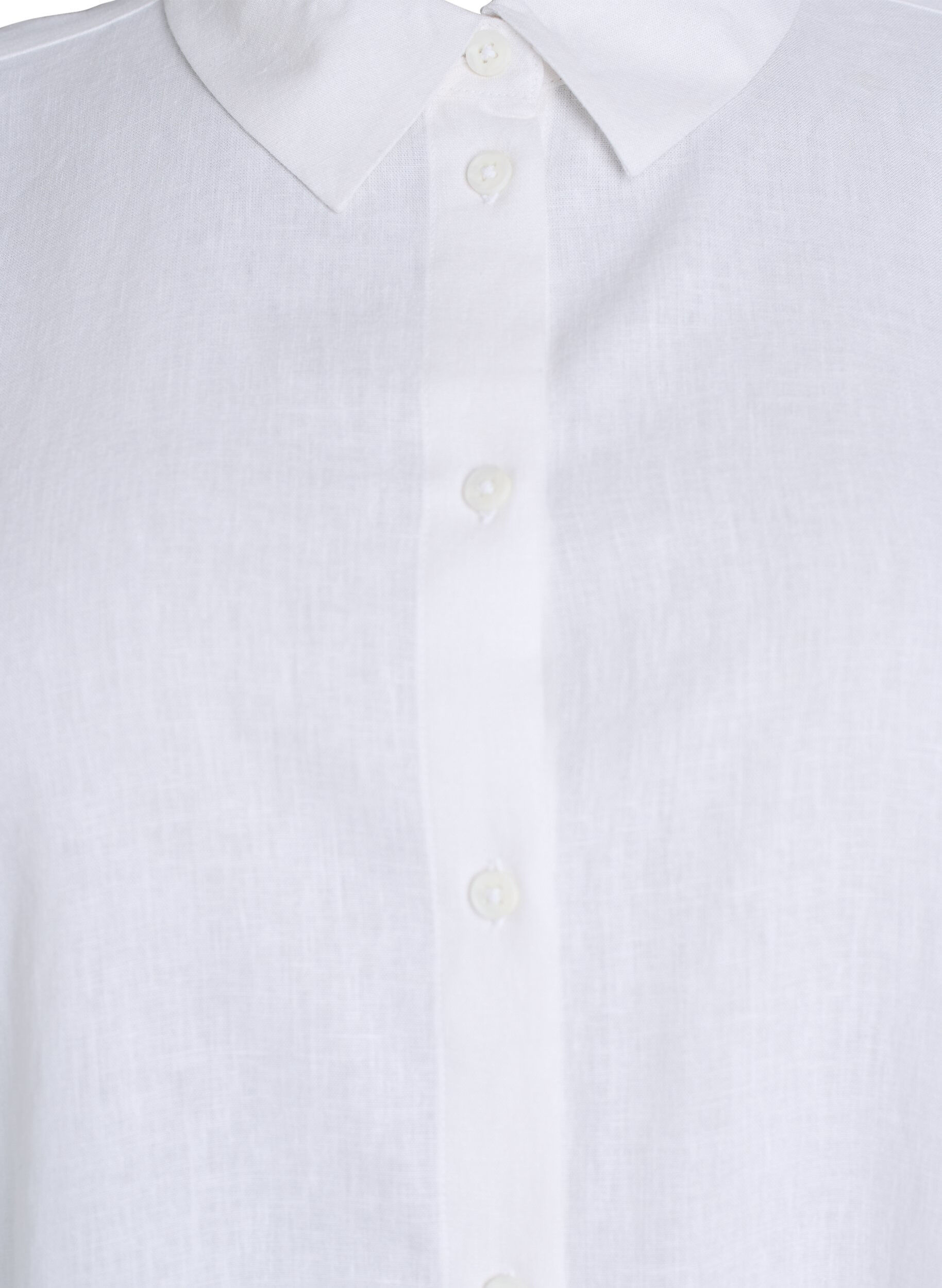 Zizzifashion Short-sleeved shirt in linen and viscose, White, Packshot image number 2
