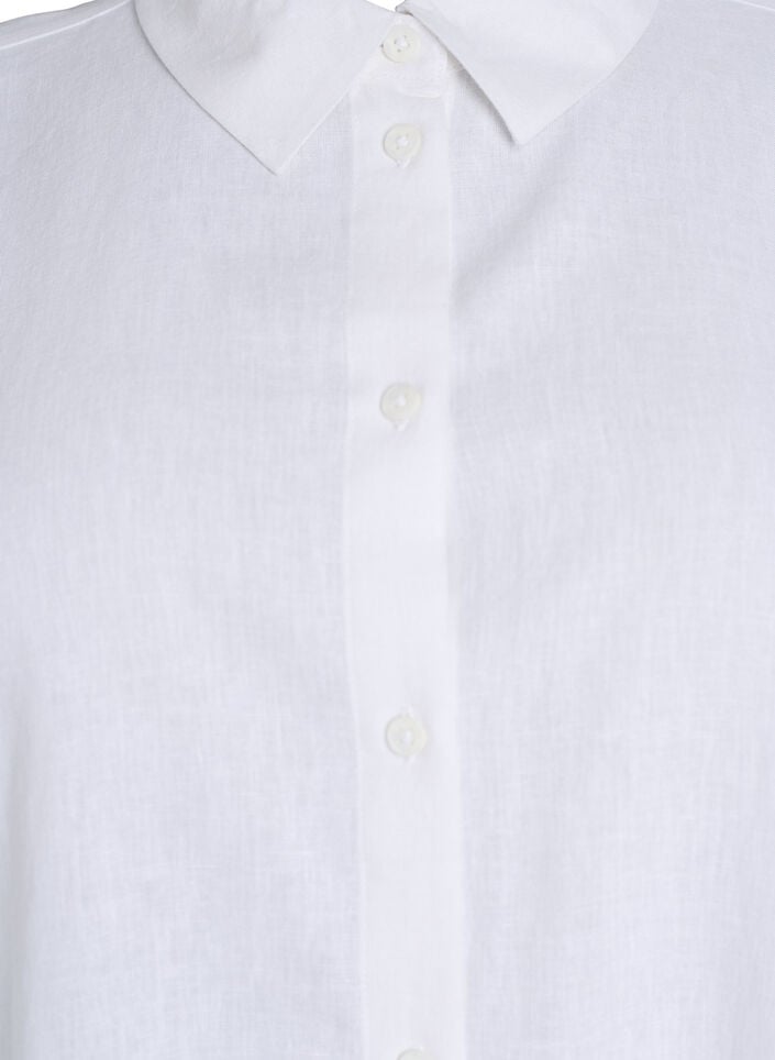 Short-sleeved shirt in linen and viscose, White, Packshot image number 2