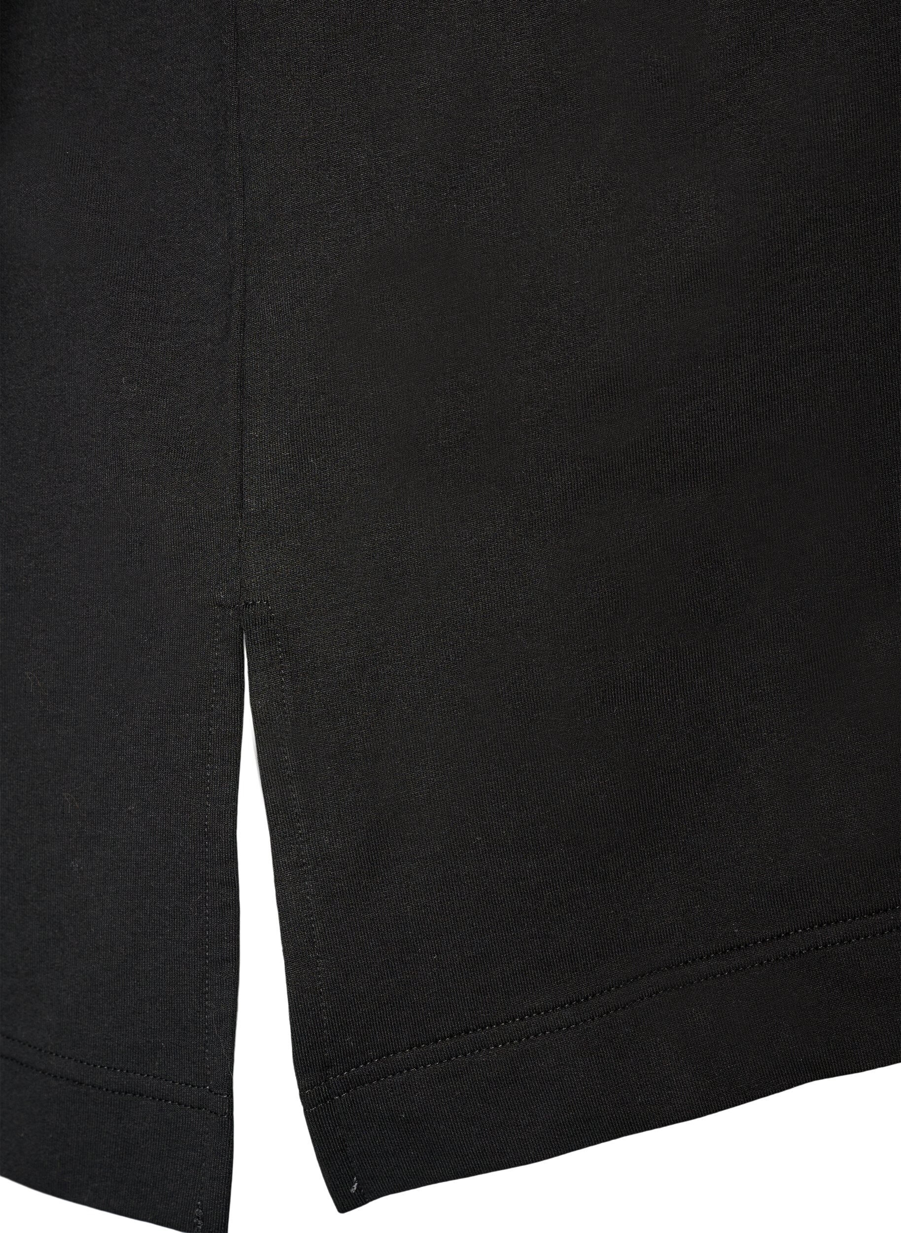 Zizzifashion Active T-shirt with a loose fit and embroidered statement, Black, Packshot image number 3