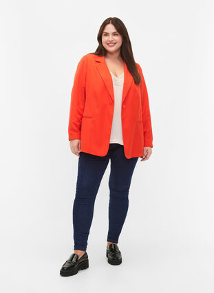 FLASH - Simple blazer with button, Orange.com, Model image number 2