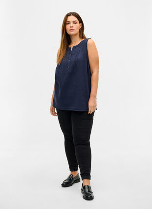 Cotton top with buttons, Night Sky, Model image number 2