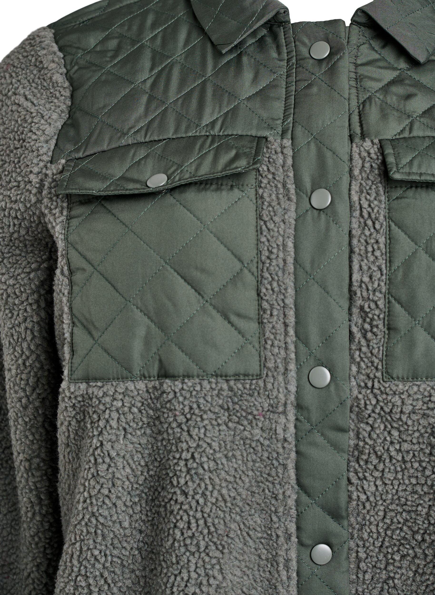 Zizzifashion Fleece jacket with quilted details, Green, Packshot image number 2
