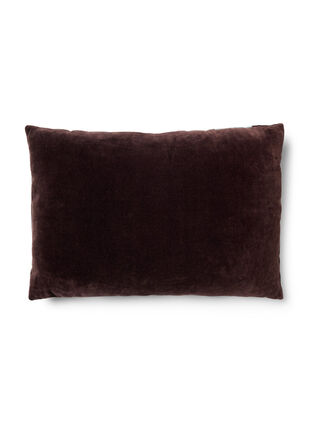 Striped cushion cover in velour, Seal Brown Comb, Packshot image number 1