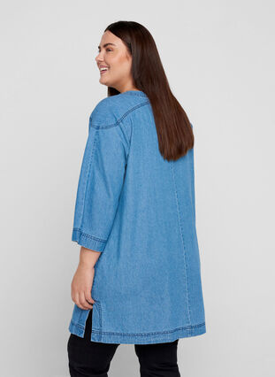 Denim tunic with 3/4 sleeves, Light blue denim ASS, Model image number 1