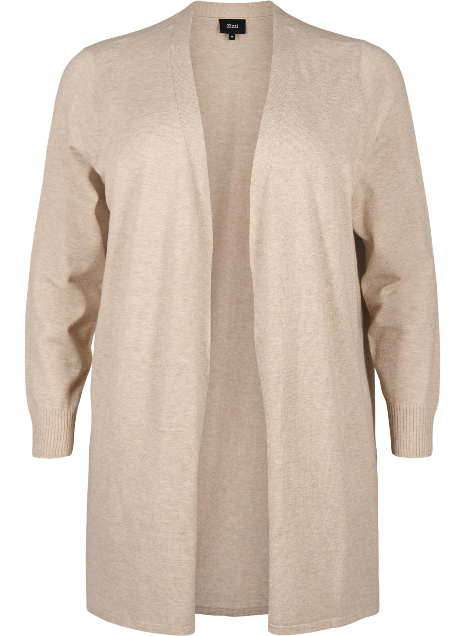 Zizzifashion Knitted cardigan with vent and rib, Simply Taupe Mel., Packshot image number 0
