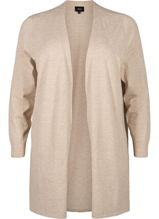 Knitted cardigan with vent and rib, Simply Taupe Mel., Packshot image number 0