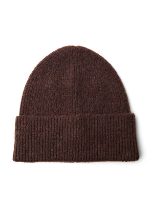 Knitted beanie with wool, Brown, Packshot image number 0