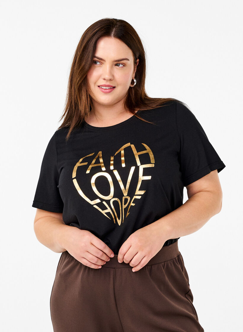 FLASH - T-shirt with motif, Black Gold Faith, Model image number 0