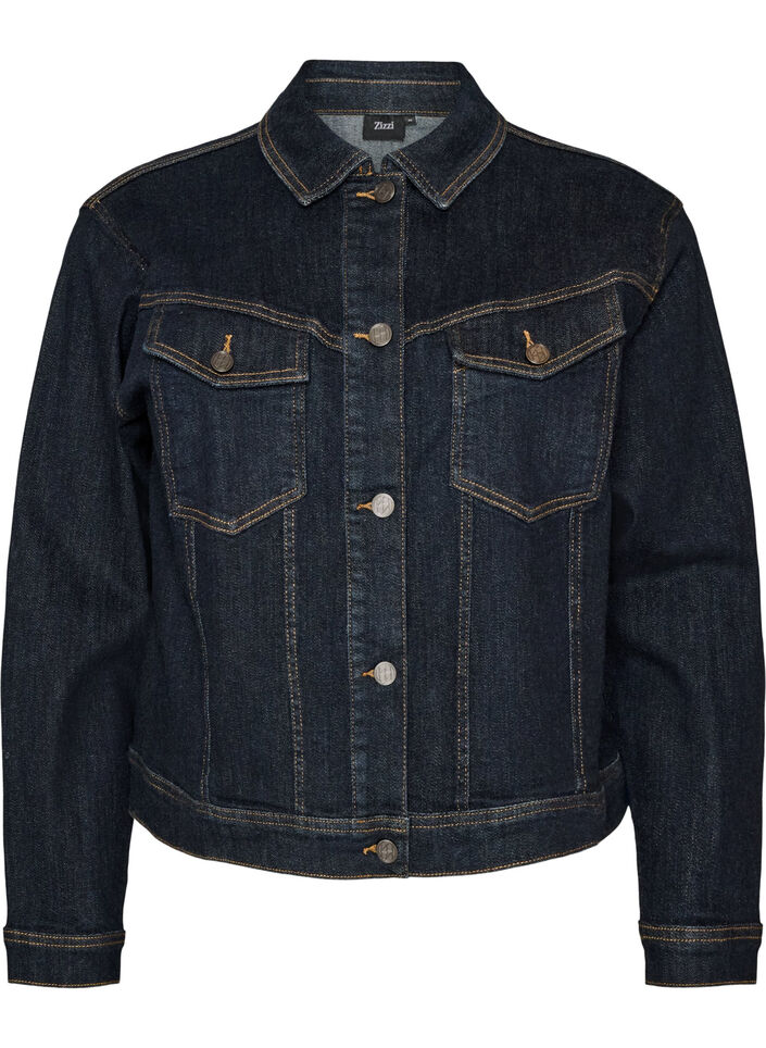 Classic denim jacket with contrast stitching, Blue, Packshot