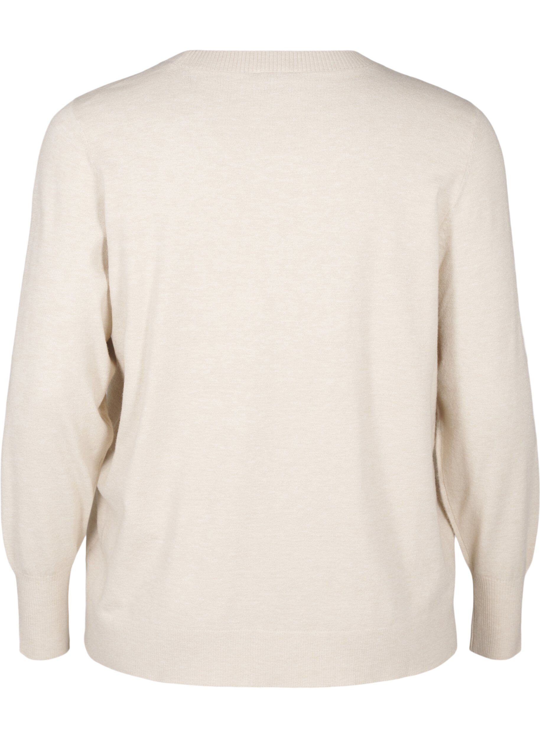 ZizzifashionKnitted blouse with a round neck, Beige, Packshot image number 1
