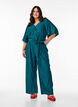 Pleated jumpsuit with tie and wide sleeves, Blue, Model image number 0