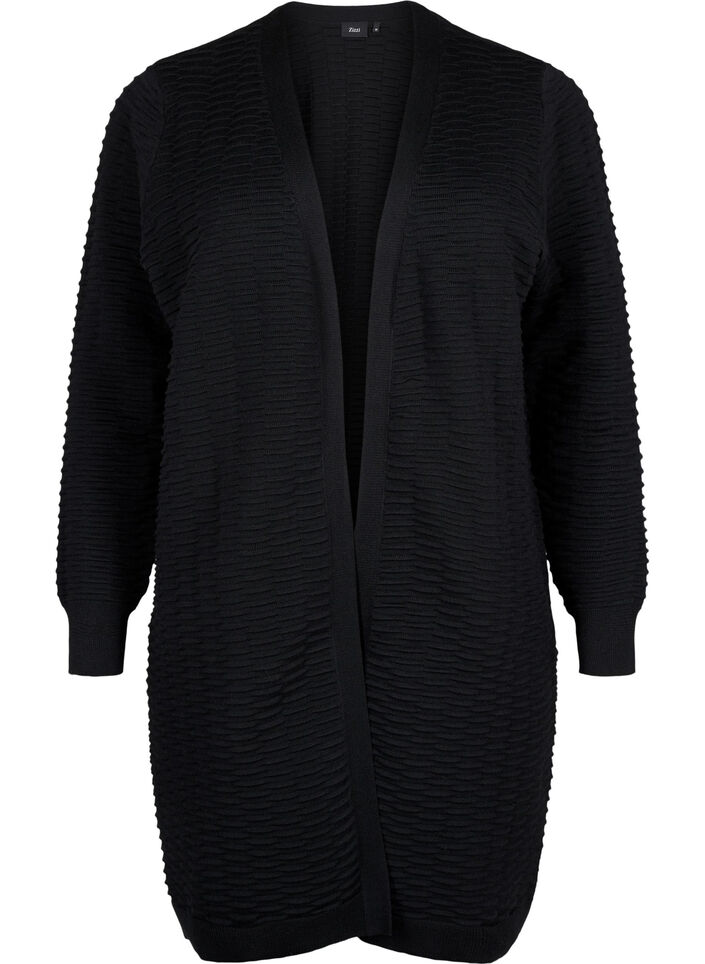 Knitted cardigan in cotton-viscose mix, Black, Packshot image number 0