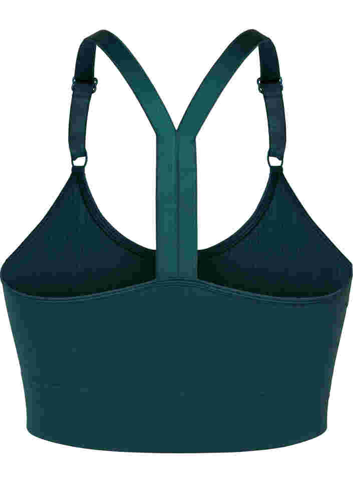 Seamless sports bra in ribbed material, Pine Grove, Packshot image number 1