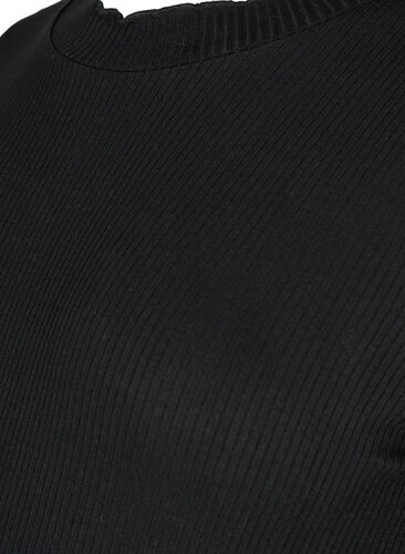 Long-sleeved maternity blouse in rib, Black, Packshot image number 2