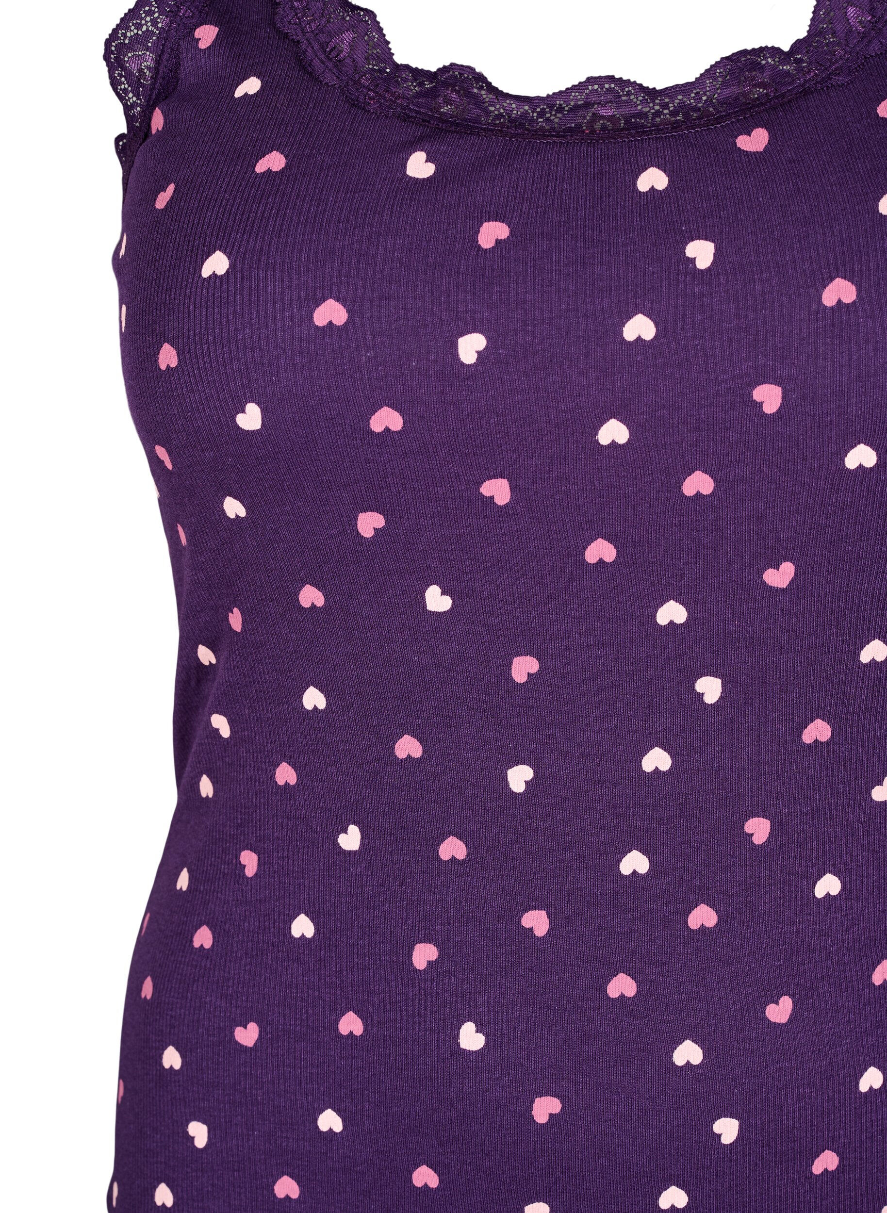 Zizzifashion Top with print and lace edge, Purple, Packshot image number 2