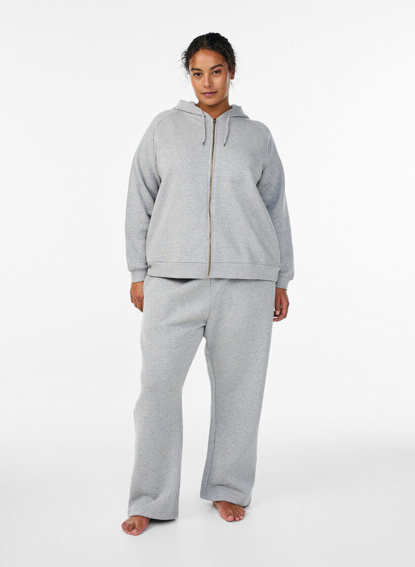 Hoodie with zip, Grey, Model image number 1