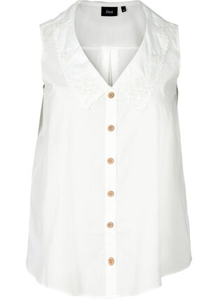 Sleeveless shirt in cotton, Bright White, Packshot image number 0
