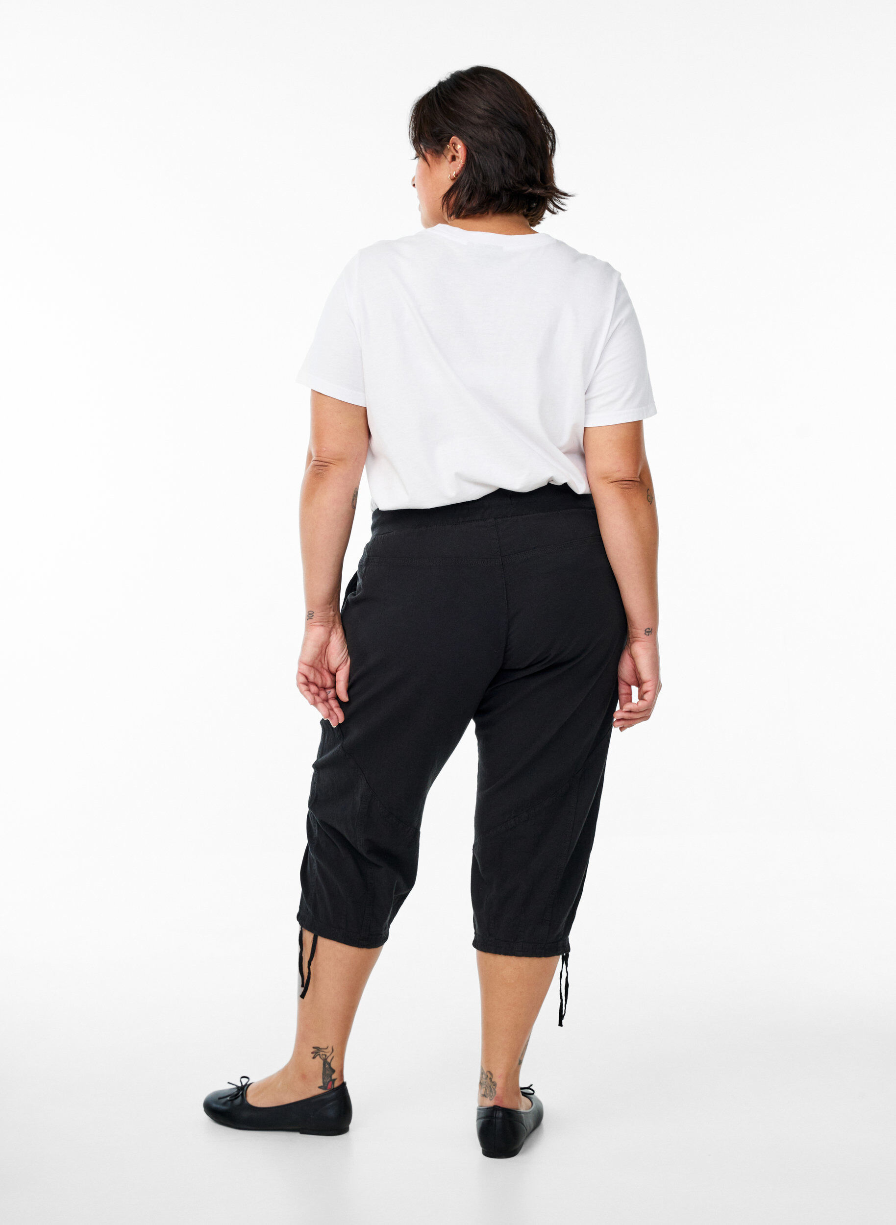 ZizzifashionCotton Capri trousers , Black, Model image number 1