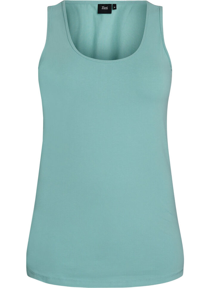 Solid color basic top in cotton, Green, Packshot image number 0