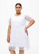Short-sleeved lace party dress, Bright White, Model image number 0