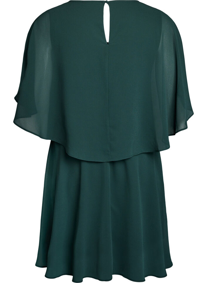 Short chiffon party dress with layered effect, Green, Packshot image number 1