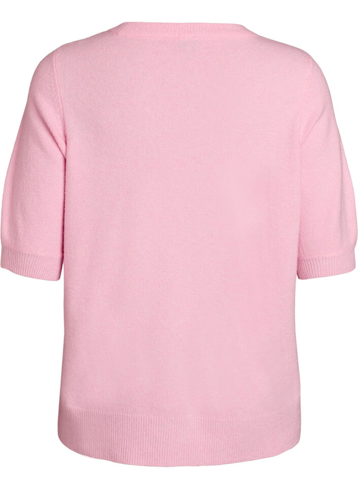 Knitted blouse with short sleeves, Pink, Packshot image number 1