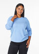 FLASH - Knitted blouse with a round neck, Blue, Model image number 0