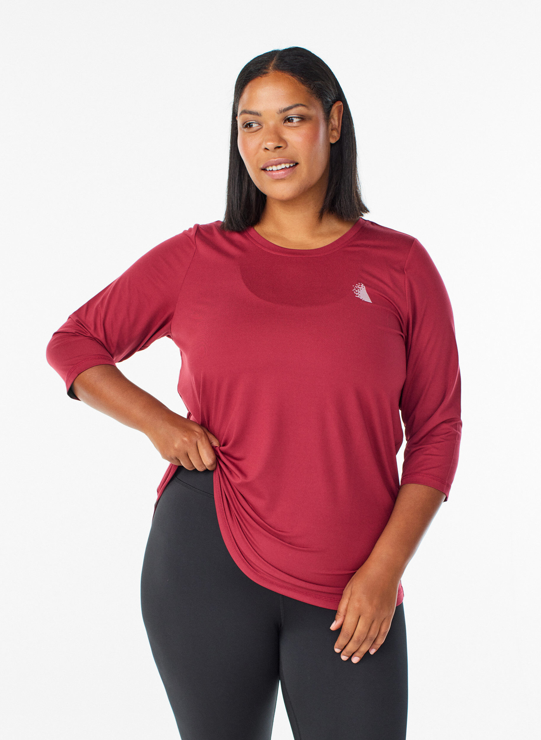 ZizzifashionWorkout top with 3/4 sleeves, Red, Model image number 0