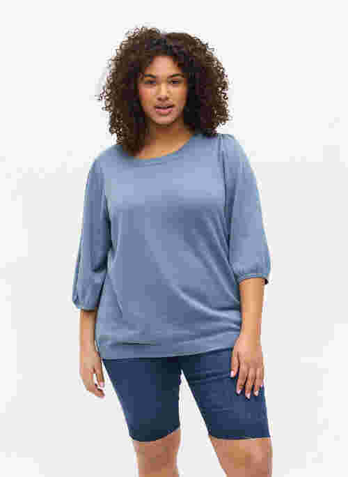 Knit blouse with 3/4-sleeves