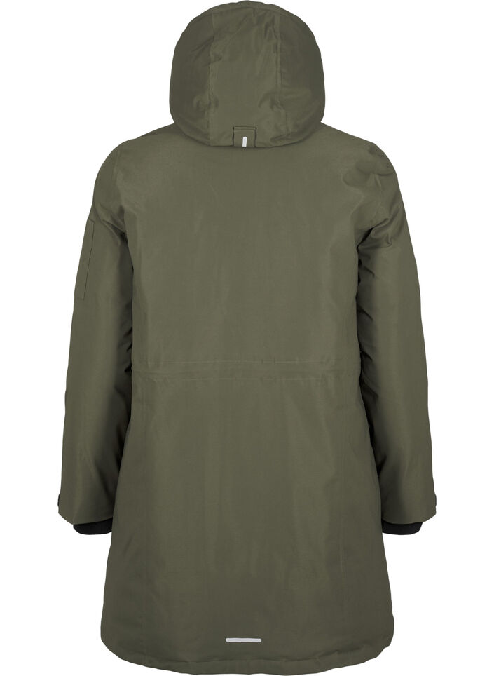 Practical winter jacket with hood and pockets, Green, Packshot image number 1