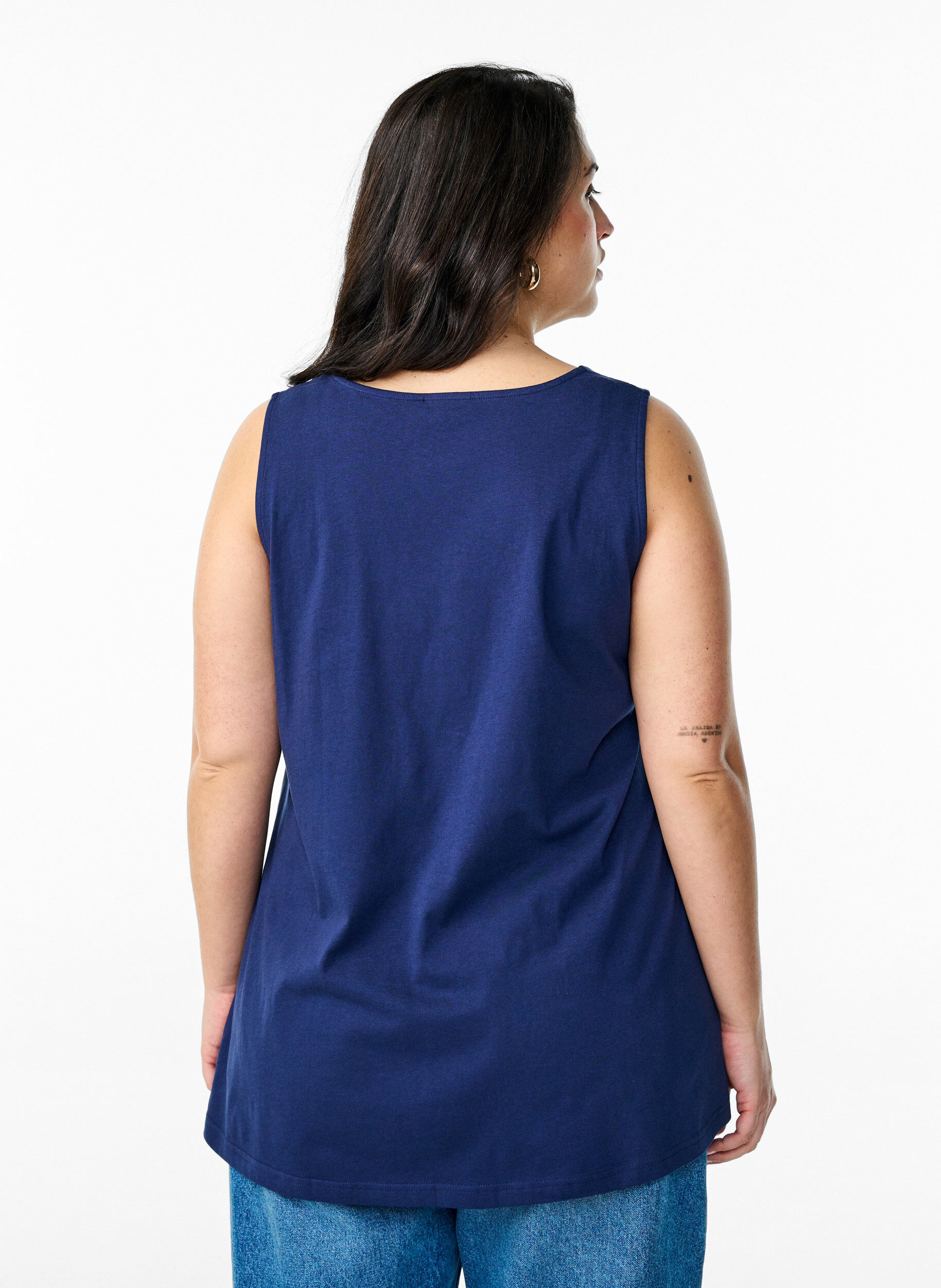 ZizzifashionCotton top with a-shape, Blue, Model image number 2