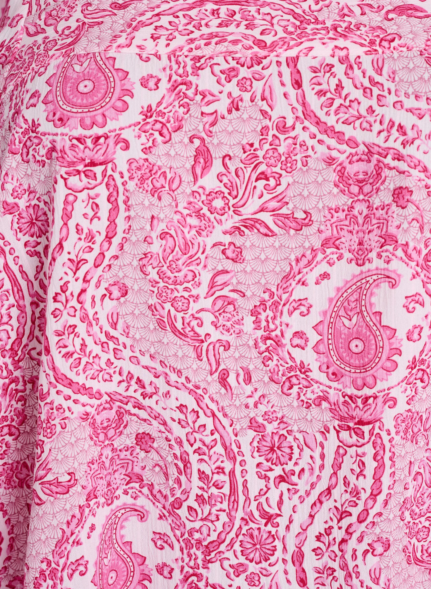 ZizzifashionViscose blouse with paisley print and a square neckline, Pink, Packshot image number 2