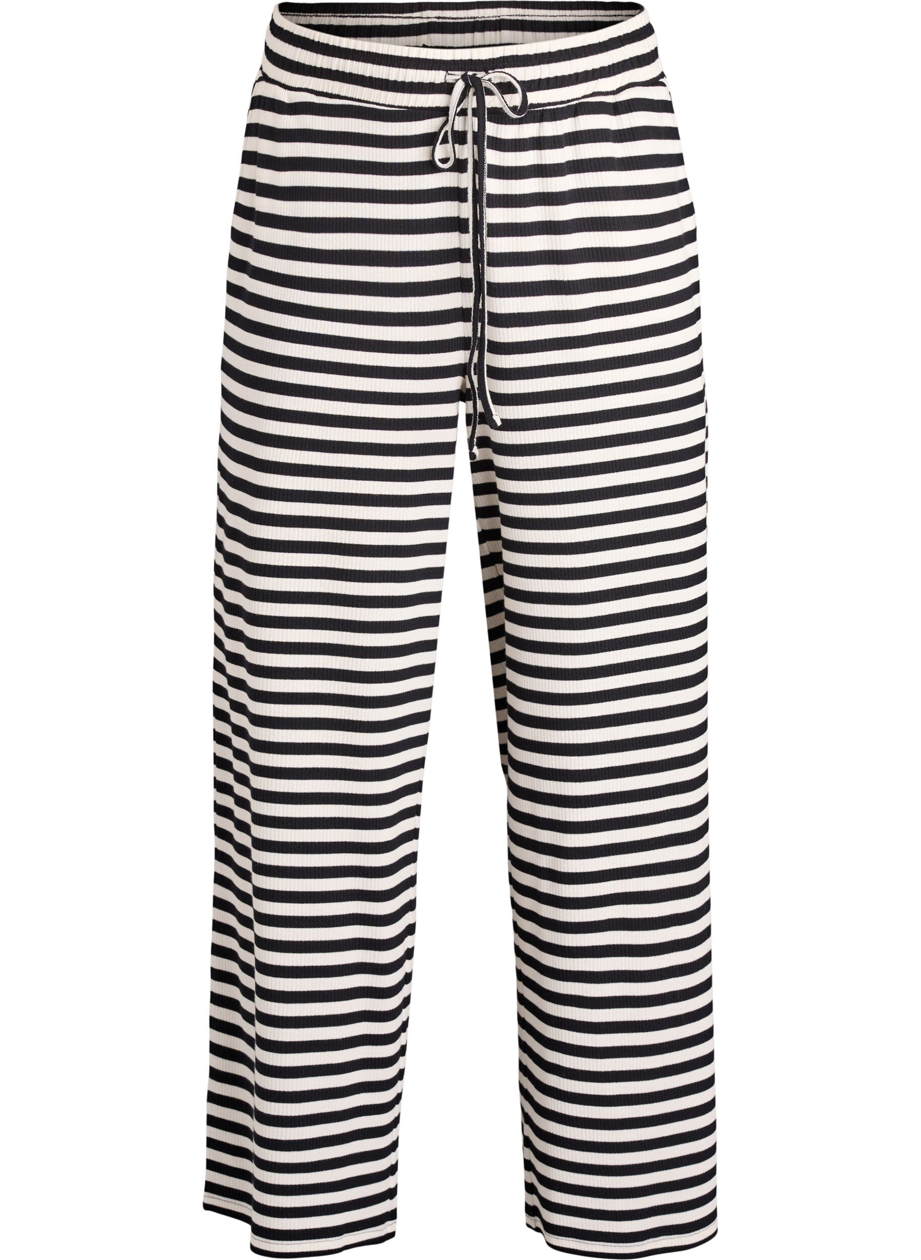 Striped pyjama trousers with a high waist and wide legs