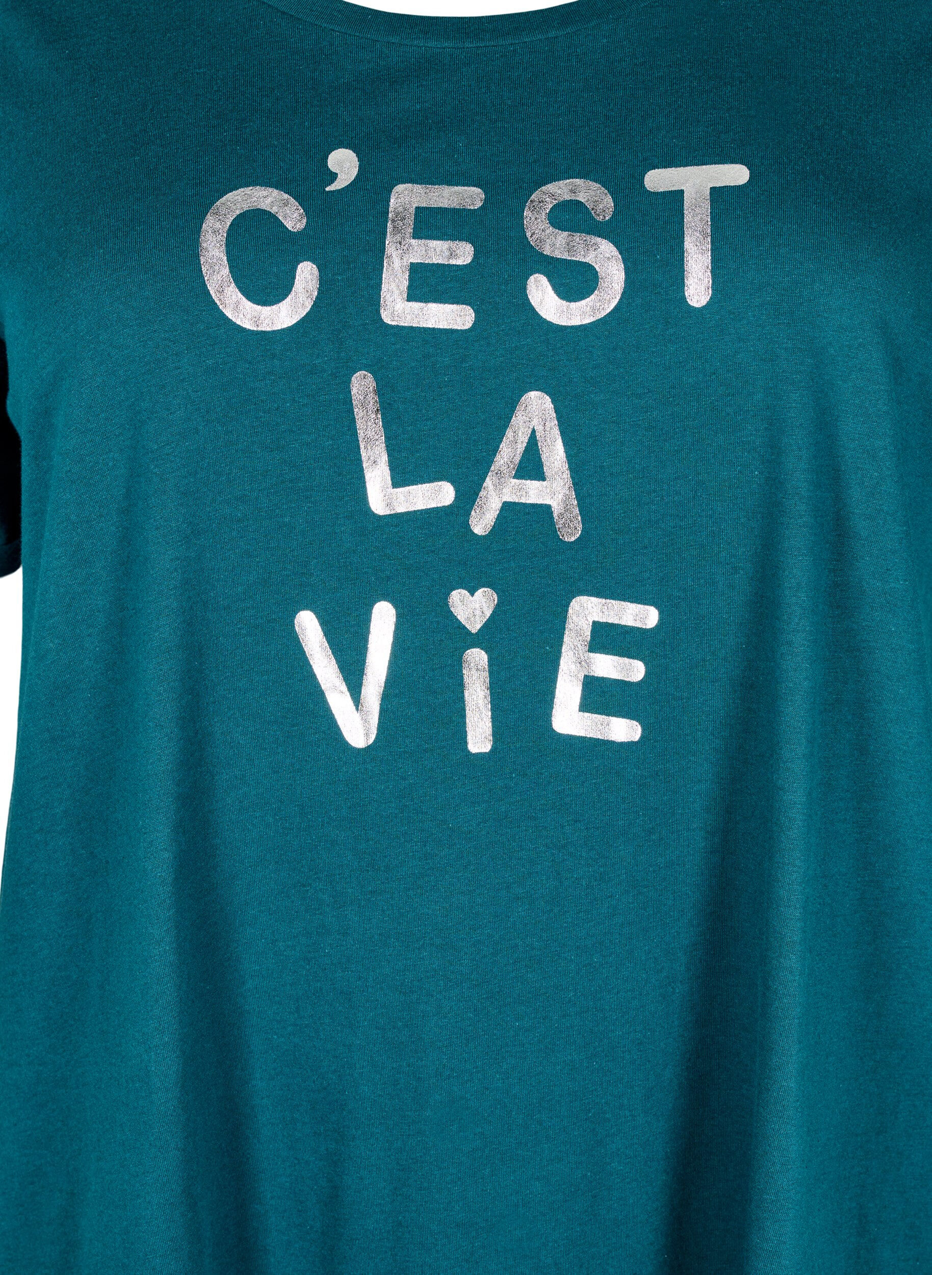 ZizzifashionShort-sleeved nightgown in organic cotton, Green, Packshot image number 2